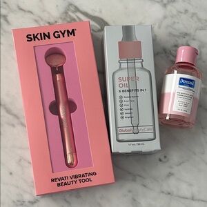 Pink Revati Vibrating Beauty Tool – Facial Massager, Oil, & Toner 💄 Beauty 3 pc